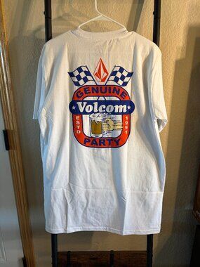 Volcom Genuine Party Graphic T Shirt White Classic Fit Mens Size Large NWT